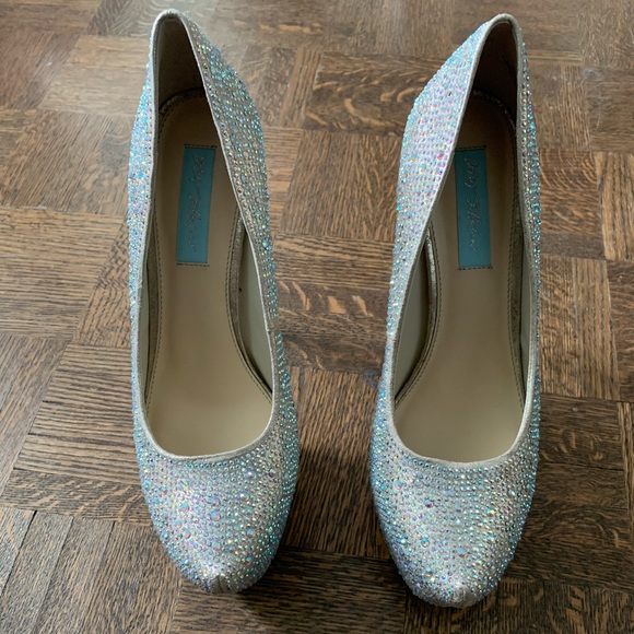 Betsey Johnson Blue Rhinestone High Heels - Picture 2 of 8